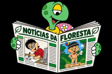 Mascote Jabuti lendo Notícias da Floresta